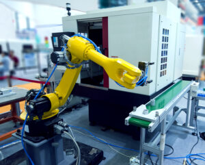robotic hand machine tool at industrial manufacture factory